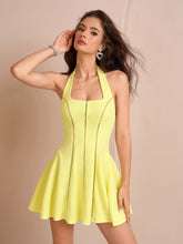 Halter Openwork Decoration Backless Mini Dress